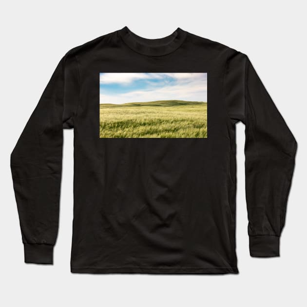 Wheat Field, Late August Long Sleeve T-Shirt by saku1997